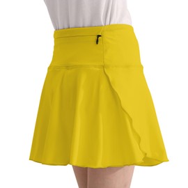 OEBLD Girls Athletic Skort High Waist Tennis Skirts with Shorts Butterfly Ruffle School Skirts with Pockets Yellow