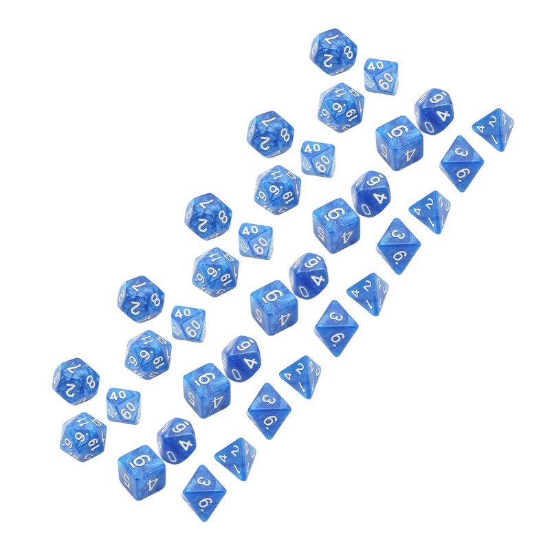 35Pcs Plastic Dice Kit Pearl Pattern White Numbers Polyhedral Dices