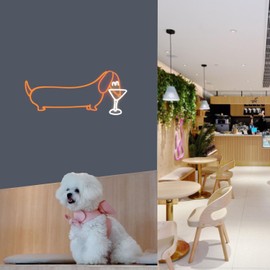 Dachshund Martini Neon Sign Custom Pet Shop Cute Dog LED Neon Light Dimmable Animal Light Up Sign for Bedroom Decor Pet Shop Art Wall Decoration Party Bar Decoration Neon Light Sign.Size:18inch(Orange)-USB