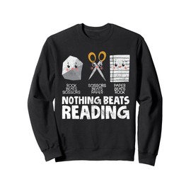 Rock Paper Scissor Reading Book Reading Teacher Bookworm Te Sweatshirt