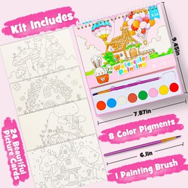 Paint with Water Books for Kids Watercolor Coloring Book Mess Free Watercolor Painting Set, Easter Basket Stuffers, Arts and Crafts Birthday Gifts for Kids Boys Girls (House)