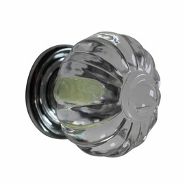 Renovators Supply Manufacturing Kitchen Cabinet Hardware Knobs Clear Acrylic Drawer Knobs, Dresser Knobs 1 1/4'' Diameter Star Fruit Shape-Round Cabinet Handles with Chrome Back Plate