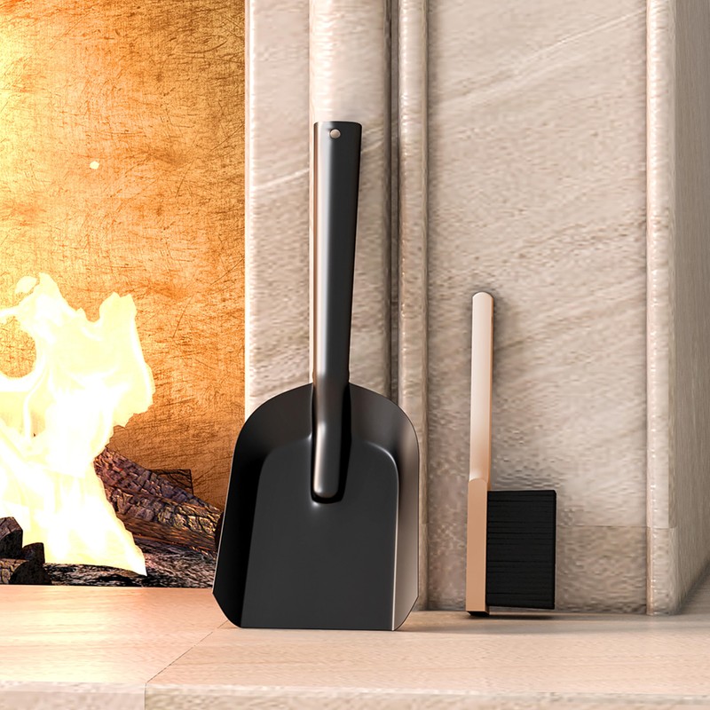 Kingson Fireplace Shovel Black Ash Shovel and Brush, Dustpan Set