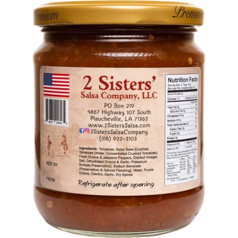 2 Sisters' Salsa Fiesta Style Salsa 16oz, pack of 1