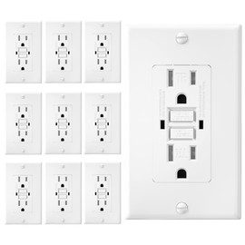 EverElectrix 10 Pack GFCI White Outlet Receptacle, Tamper Resistant GFCI Outlet 15 Amp/125-Volt, Self-Test Function with LED Indicator 15 Amp GFCI Outlets, UL/cUL Listed, Wall Plate Screws Included