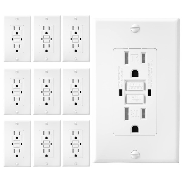 EverElectrix 10 Pack GFCI White Outlet Receptacle, Tamper Resistant GFCI