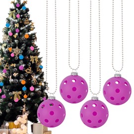 QUEMUIA Christmas Decoration Balls Indoor Pickleball Balls,26 Holes Indoor Pickleballs Pickleball Ornaments for Christmas Tree USAPA Approved,4-Pack High Bounce Pickle Balls,
