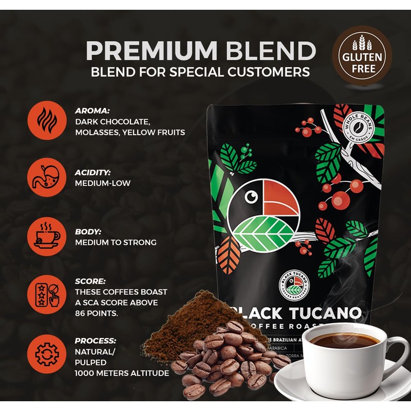 Black Tucano Specialty Coffee -Brazilian Ground Medium Roast Coffee -