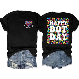 Ithalt Dot Day Shirt for Women in My Dot Day Era Shirts Teacher International Tops(Black2, Large)