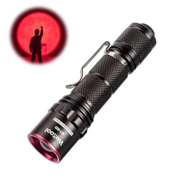 Weltool M7-RD Red LED Flashlight Uniform Beam Light Dark Adaption