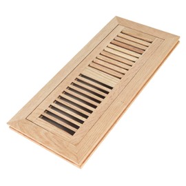 Hardwood White Oak Floor Register, Flush Mount with Frame, 4x12 Inch, Unfinished
