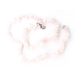 Taddart Minerals - Pink splinter necklace made of natural gemstone rose quartz with 45 cm length - handmade, Brass, No Gemstone