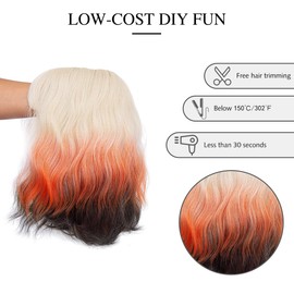 Yamel Wavy Bob Wig with Bangs Foxy Hair Colour Wig Synthetic Hair Shoulder Length Short Curly Wigs for Women