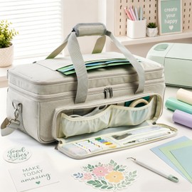 AMOIGEE Double Layer Carrying Case for Cricut Explore 5, Accessories and Suppliers, Storage Bag with Vinyl Roll Organizer, Cutting Mat Pocket, Secure Machine Straps and Travel-Friendly Design