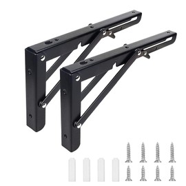 FAAING Pack of 2 Folding Console Heavy Duty 350 mm, Folding Hinge with Lock, Wall Folding Hinges Shelf Bracket for Folding Table Wall Table, Maximum Load 50 kg
