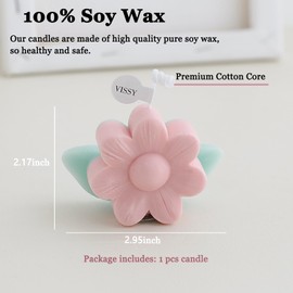 Mewealth Candles Gifts for Women, Soy Wax Aromatherapy Candle, Room Decor Cute Flower Shaped Scented Candles, Aesthetic Decorative (Pink Rose, 3 Inch)