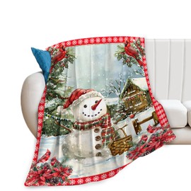Snowman Blanket Christmas Throw Blanket Cozy Fleece Flannel Plush Bedding Winter Gifts for Women Men Lover Coach Boys Girls Youth Adult Stuff Plush for Couch Sofa Bed Decor 40"X50"