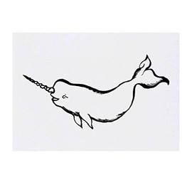'Narwhal' Temporary Tattoo - Water Resistant, Skin-Safe, Non-Toxic Transfer (TO00027412)