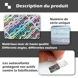 200 Security Hologram Stickers Tamper Proof Stickers Warranty Stamp with Serial Number 30x10mm (Silver)