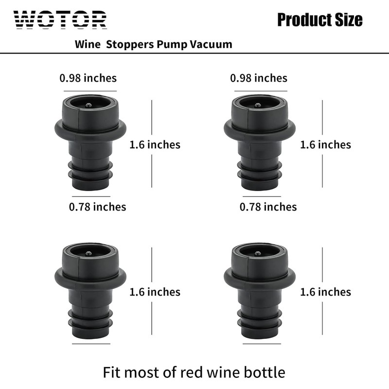 WOTOR Wine Stoppers - Vacuum Wine Saver, Preserver & Sealer