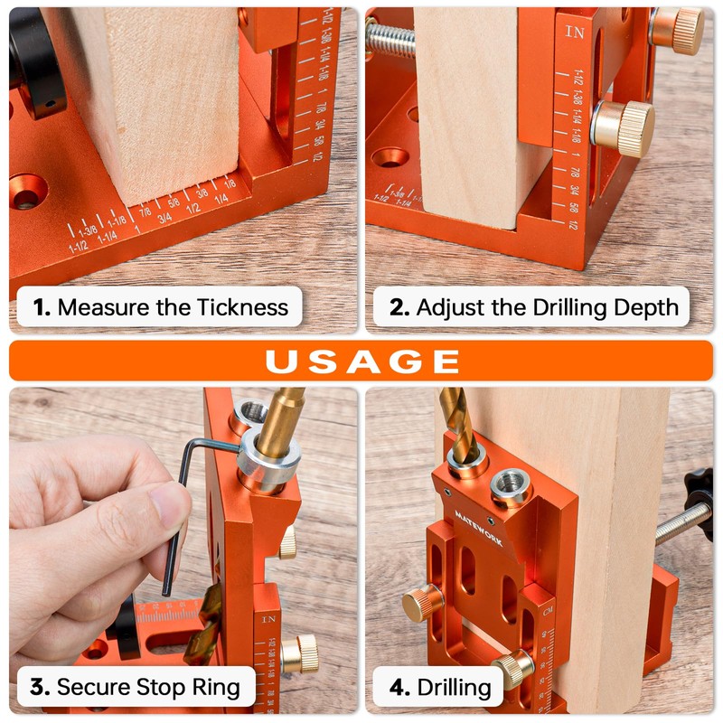 Pocket Hole Jig Kit, Matework Adjustable Pocket Hole Jig System