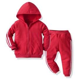 Toddler Boys Girls Clothes Hoodies Zipper Sweatshirt+Trouser Casual 2Pcs Outfits Set(Red, 120/5T)