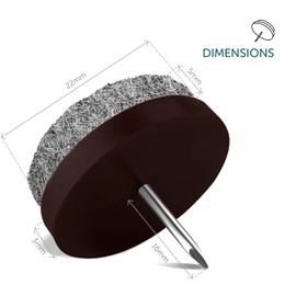 shinfly 24 Pieces Felt Pads for Furniture Protectors-Round Nail-in Sliders for Chair Legs, Feet - Floor Gliders to Protect Hardwood with 4mm Thick，Diameter 22mm