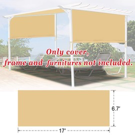 Strong Camel 17X6.7 Ft Universal Canopy Cover Pergola Gazebo Replacement Cover-Replacement Pergola Cover Only (Beige)
