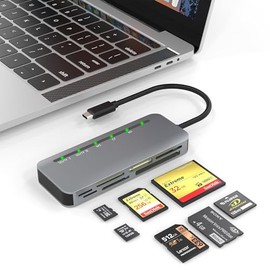 Lector de tarjetas USB C Memory Stick Pro Duo, lector de tarjetas XD 7 en 1, lector de tarjetas SD USBC para SD/TF/CF/XD/MS, lector de tarjetas múltiples de aluminio de alta velocidad de 5 Gbps para