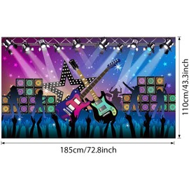Karaoke Party Decorations Supplies, Large Fabric Rock Star Vacation Party Backdrop Banner for Rock N Roll Party Decorations, Rock Star Banner Background, 72.8 x 43.3 Inch
