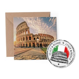 1 x Greeting Card & Vinyl Sticker Set - Rome Italy Italian Landmark Travel Holiday City Map Flag Friend Mum Girls Boys Scrapbook #79888