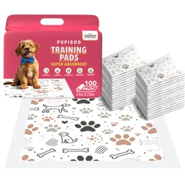 Pupiboo Disposable Dog Training Pads – Highly Absorbent Pee Pads with Quick-Dry Gel, Leak Proof Backing, Pheromonal Attractant for Housebreaking and Indoor Potty Training – 23 x 23 in (100 Count)