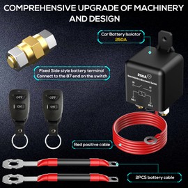 Side Post Remote Battery Disconnect Switch 12v, 250A, Upgrade Prevent Battery Drain, Easy Installation, Secure Protection for Cars, RVs, Boats, and More