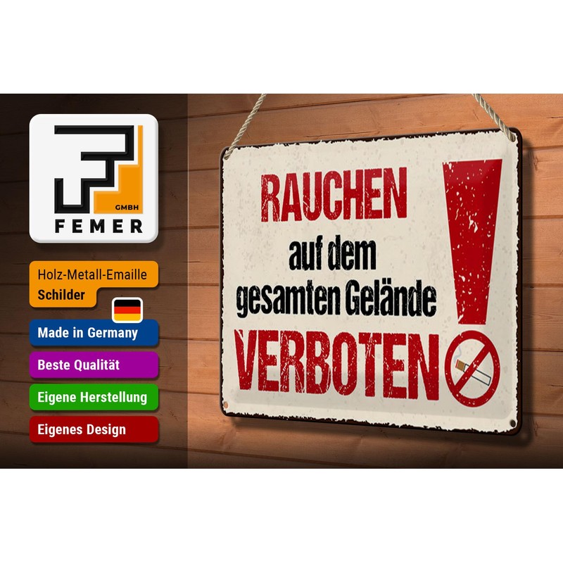 Femer Tin Sign with German Text 20 x 30 cm