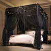 VETHIN 4 Corners Post Ruffle Princess Bed Canopy Curtain-Double Layer