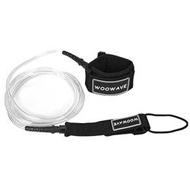 WOOWAVE Surfboard Leash Premium Surf Leash SUP Leg Rope Straight 6/7/8/9 feet for All Types of Surfboards (Clear White Core, 7ft & 7mm)