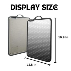 Stainless Steel Cutting Board Non Toxic, Double Sided Chopping Board, Large Wheat Straw Board with Juice Groove, Built In Grinder and Knife Sharpener, Non Slip and Easy to Clean, 16.9” x 11.8”