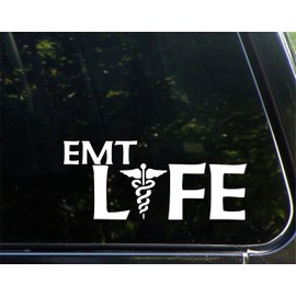 EMT Life - for Cars Funny Car Vinyl Bumper Sticker Window Decal | White | 8.5" inch