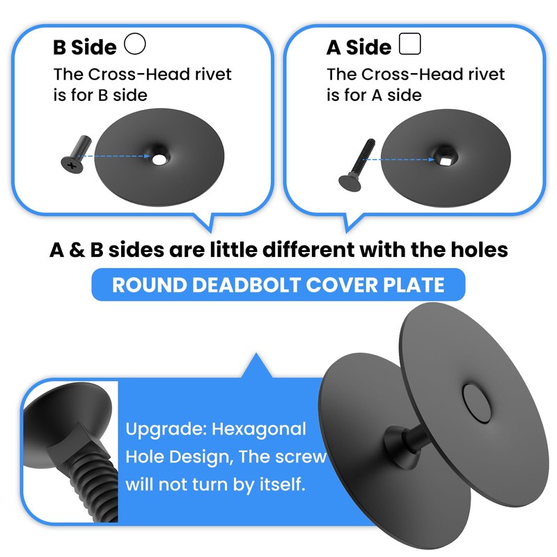 MILYARD 2 Pcs 2-5/8" Diameter Door Hole Cover Plate, Round