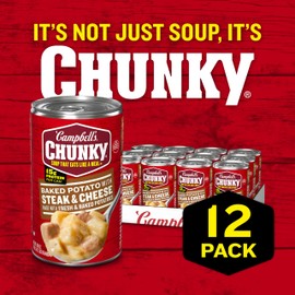 Campbell's Chunky Soup, Baked Potato with Steak and Cheese Soup, 18.8 oz Can (Case of 12)