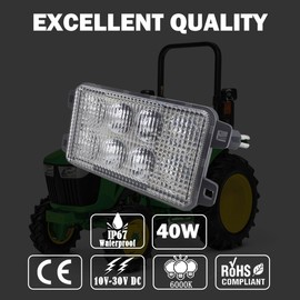 AGP.1978 40W LED Work Lihgt HI-lo Beam HeadlightHeadlight Grille Light Replace John Deere OEM #A-WL4946 LVA14946 LVA15865,3200lm 12V Waterproof
