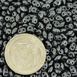 Czech Two-Hole Seed Beads 5.5x2.5mm SuperDuo Jet Hematite 24gram