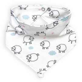 Bobos Stylish Bibs Made of Organic Cotton and Waterproof Membrane with Removable Wooden Teether Pack of 4 Bibs Moisture Protection for Baby, Adjustable Size, Unisex, White