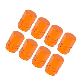 VekAuto 8pcs Orange Tire Stem Valve Caps Wheel Valve Covers Car Dustproof Hexagon Shape Aluminium Alloy Tire Cap Auto Accessories
