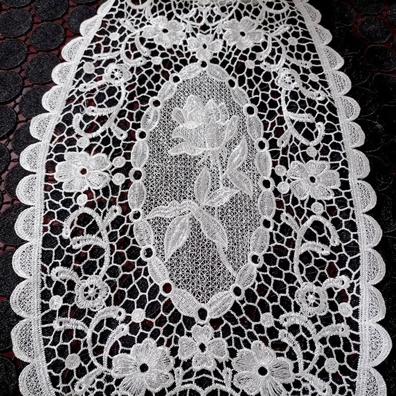 Set of 4 Lace Embroidered Table Runners, Hollow Lace Table
