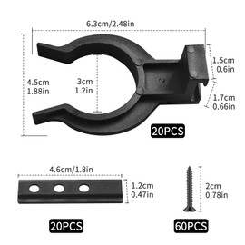 Pack of 20 Skirting Board Clips, Kitchen Pedestal Mounting Clips for Skirting Board Kitchen Clips Clips, Plastic Brackets Skirting Plate Holder for Kitchen Feet Kickboard 32-36 mm, with 60 Screws