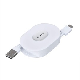SEIWA TYPE-C Reel Cable for Car Accessories, Smartphone Charging Cable, Retractable Type, Type C, Approx. 4.7 ft (1.2 m), White, Android IQOS3, Data Communication, Sync, 2.4A