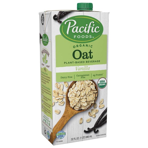 Pacific Foods Organic Oat Vanilla Plant-Based Beverage, 32oz, 12-pack