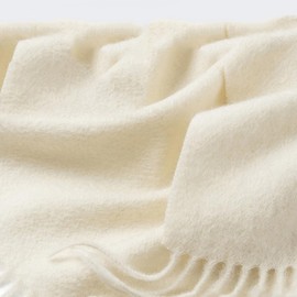 CLELLA Women's Cashmere Scarf Double Sided Cotton with Tassels Soft Large Blanket Scarf Reusable, White