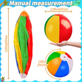 60 Pack Inflatable Beach Ball, 12" Large Rainbow Beach Ball Bulk, Inflatable Pool Toys for Party Supplies Decorations, Adults Kids Birthday Luau Summer Beach Water Games Beachballs Party Favors